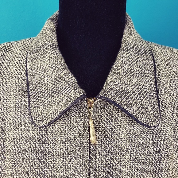 🟤🍂 INDIVIDUALS by FRAMEWORK Tweed Blazer / Jacket w/ Leather Accents - Picture 2 of 8